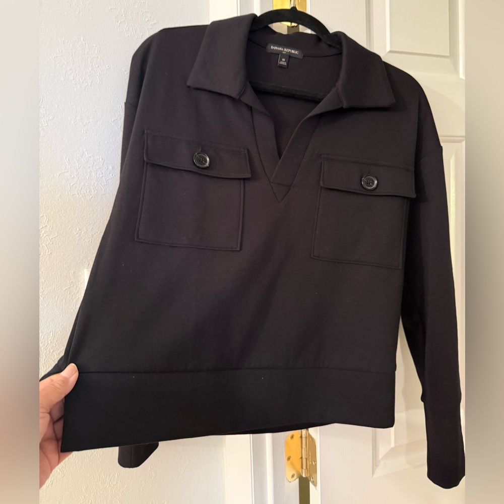Banana Republic Black Long Sleeve Top with Pockets